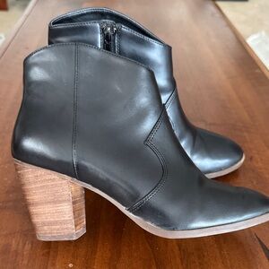 BP Black Ankle Boots with Wooden Heel
